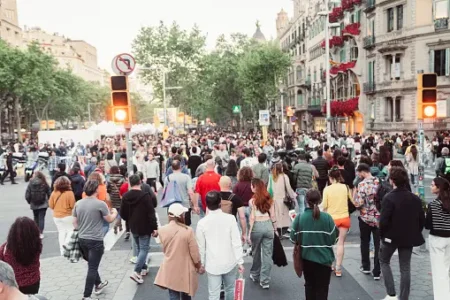 Bunch of people are walking on street