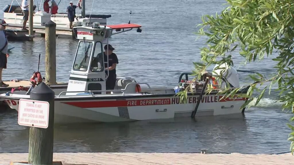 Rescue boat near lake