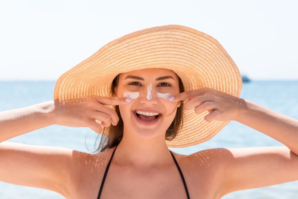 Girl Applying Sunblock
