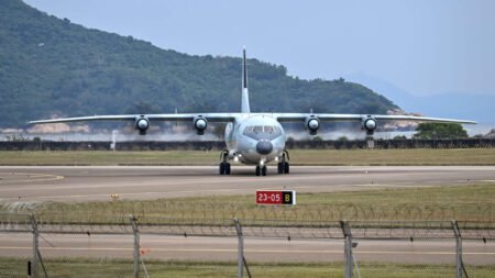 An aircraft at an airshow in Zhuhai, China,