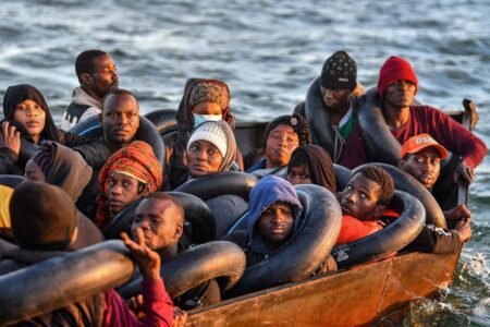 A boat filled with illegal immigrants