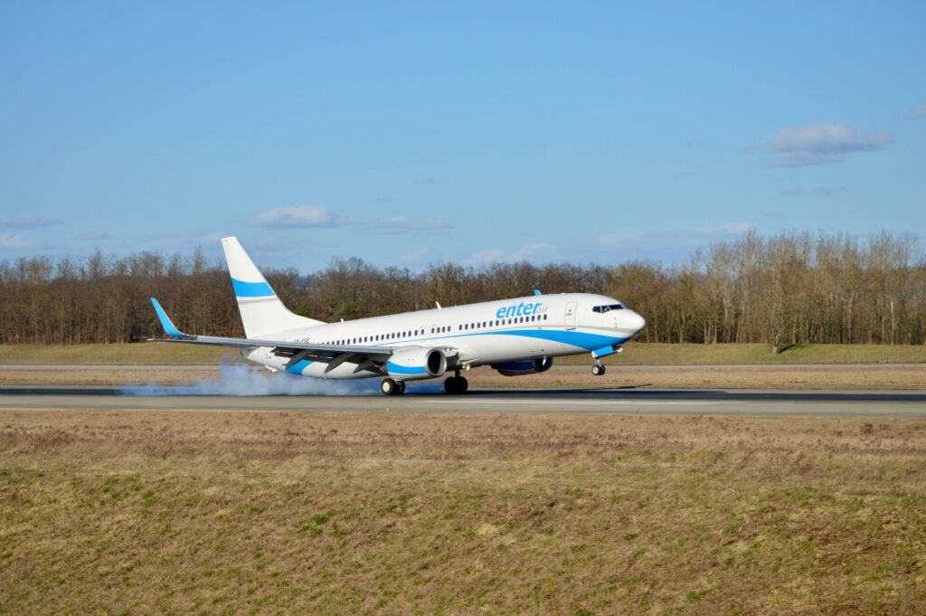 A cargo plane taking off from the runway.