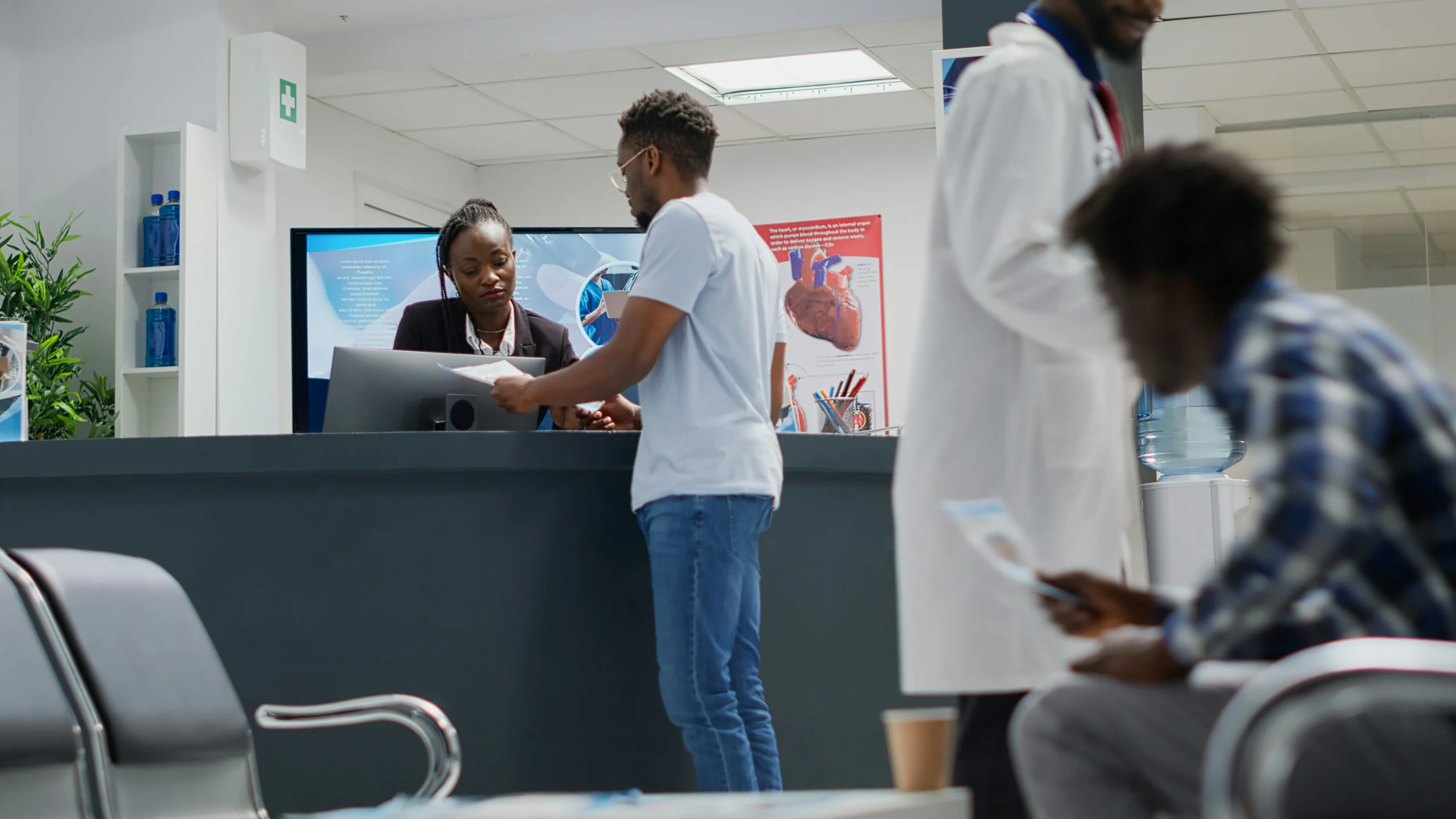 patient attendant at reception