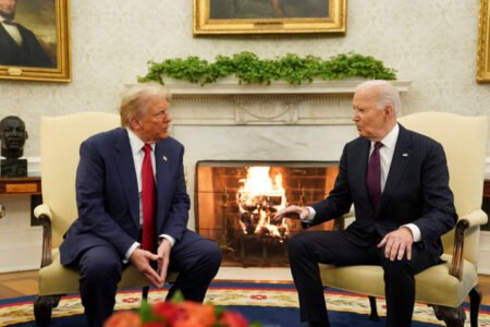 Donald Trump and Joe Biden sitting together.