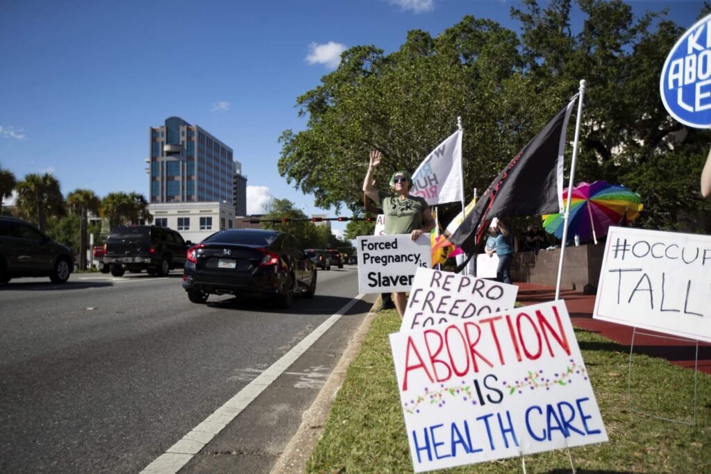 Ban on Forida's abortion rights sparks heated debate and protests.