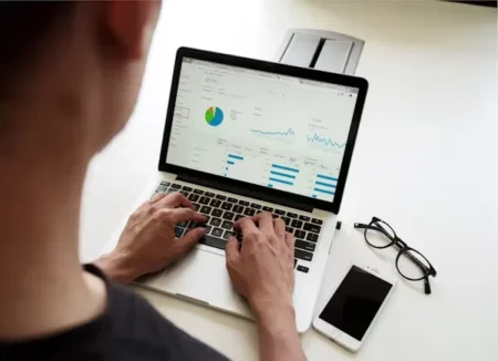 a man using laptop