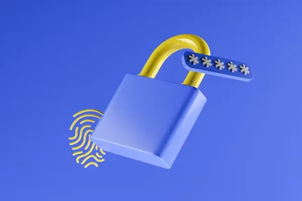Cybersecurity Tips For iOS And Android Mobile Devices blue lock with fingerprint