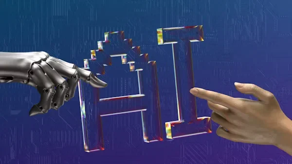 Guiding Your Business Through Digital Transformation two hands touching each other.