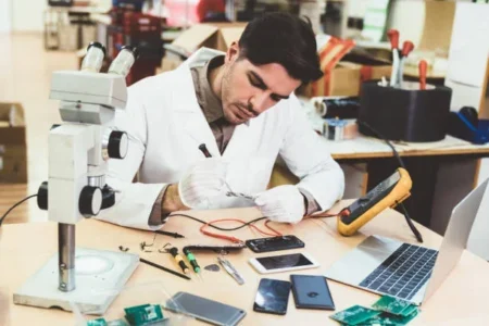 A man repairing cell phone