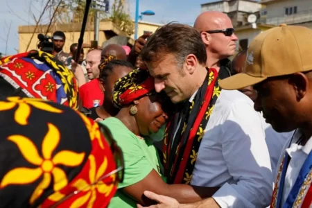 Macron tours Cyclone Chido's destruction in Mayotte.Macron tours Cyclone Chido's destruction in Mayotte.