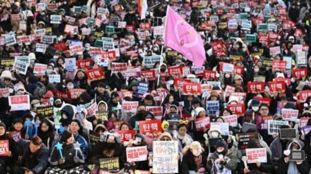 People protesting in South Korea.