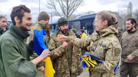 Hundreds of Prisoners Return Due to a Ukraine-Russia Prisoner Exchange Deal Ukrainian prisoners of war are seen after swap.