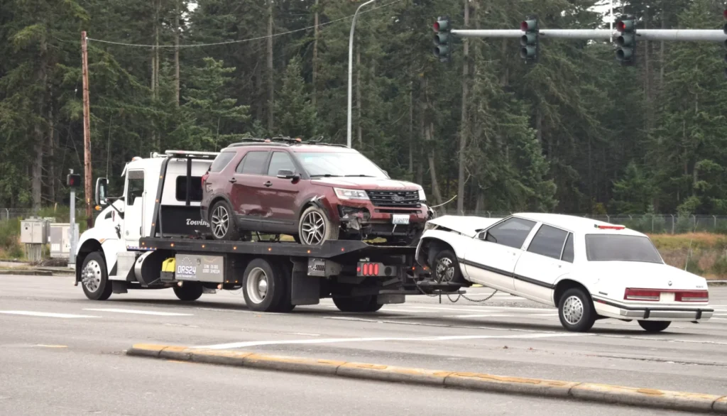 How Much Does it Cost to Tow or Recover a Car? A tow truck towing car on road