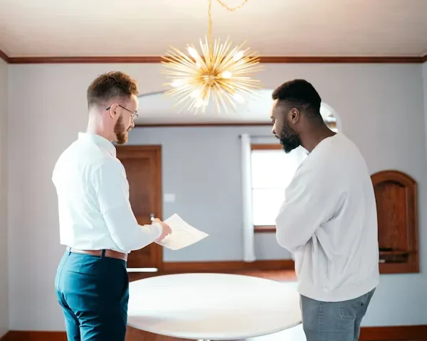 Simplifying the Home Buying Journey: How Real Estate Agents Make It Easier two men standing next to each other