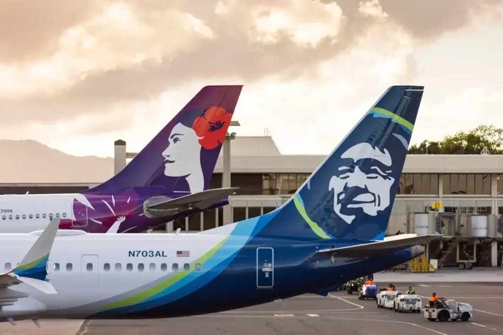 Alaska Airlines plane at the at the airport.