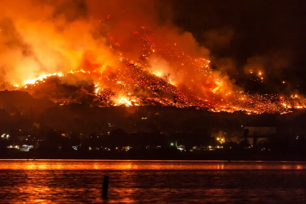 A wildfire in Lake Elsinore, California, in 2018.