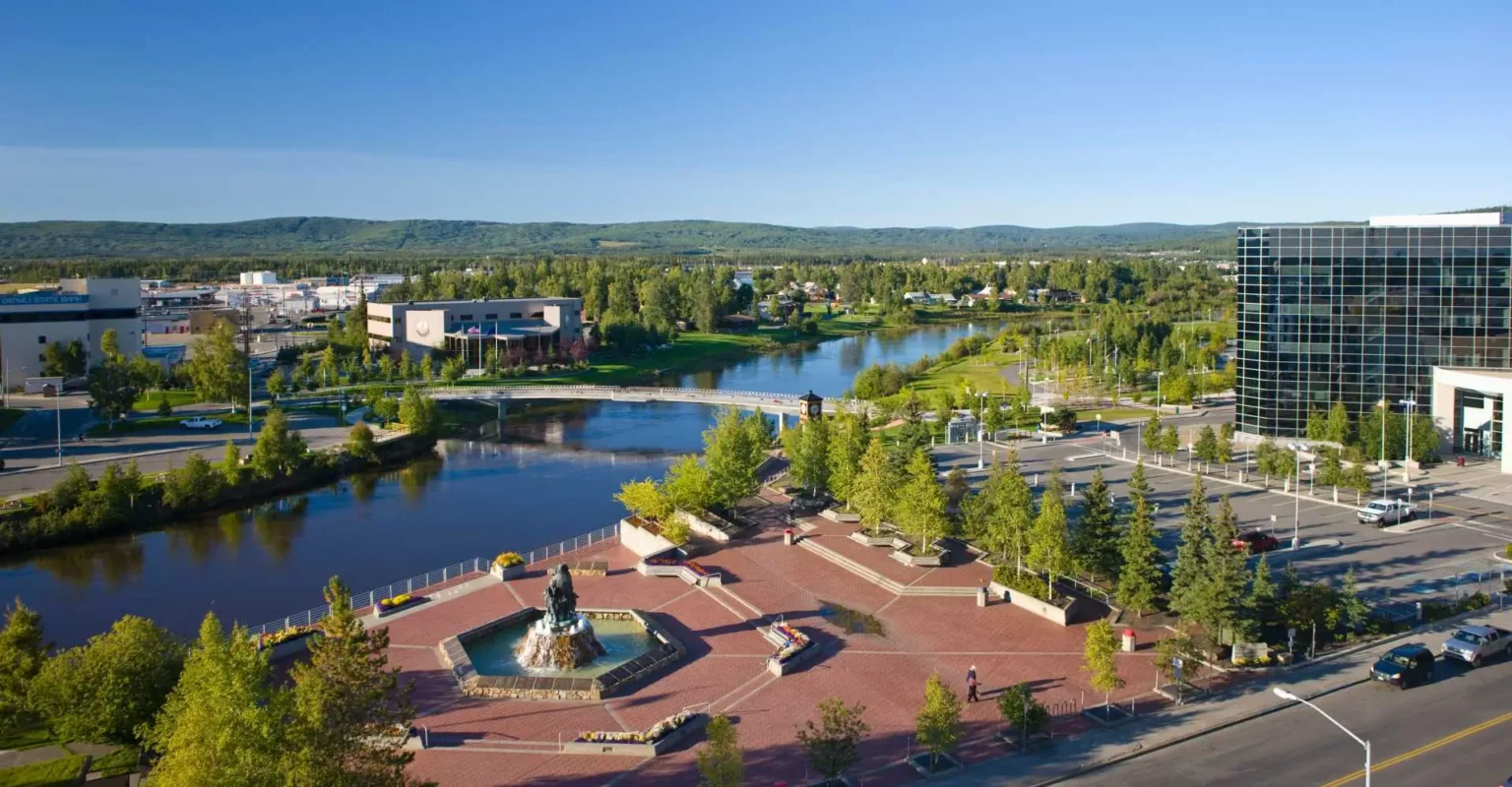 EPA Actions Unfreezes $150 Million Fairbanks Road Projects A view from Downtown Fairbanks.