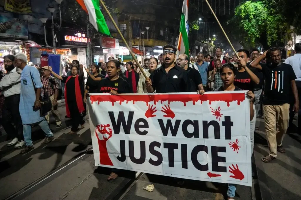 Protest in India after the murder and assault of a trainee doctor.