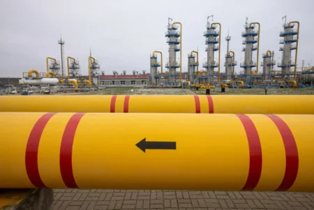 Russian Gas Transit Ends Through Ukraine, Intensifies Energy Challenges in Europe Yellow Colored Gas Pipes .
