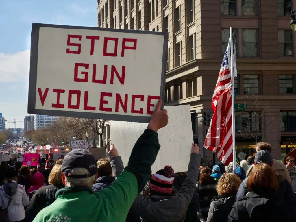 People protesting against gun violence.