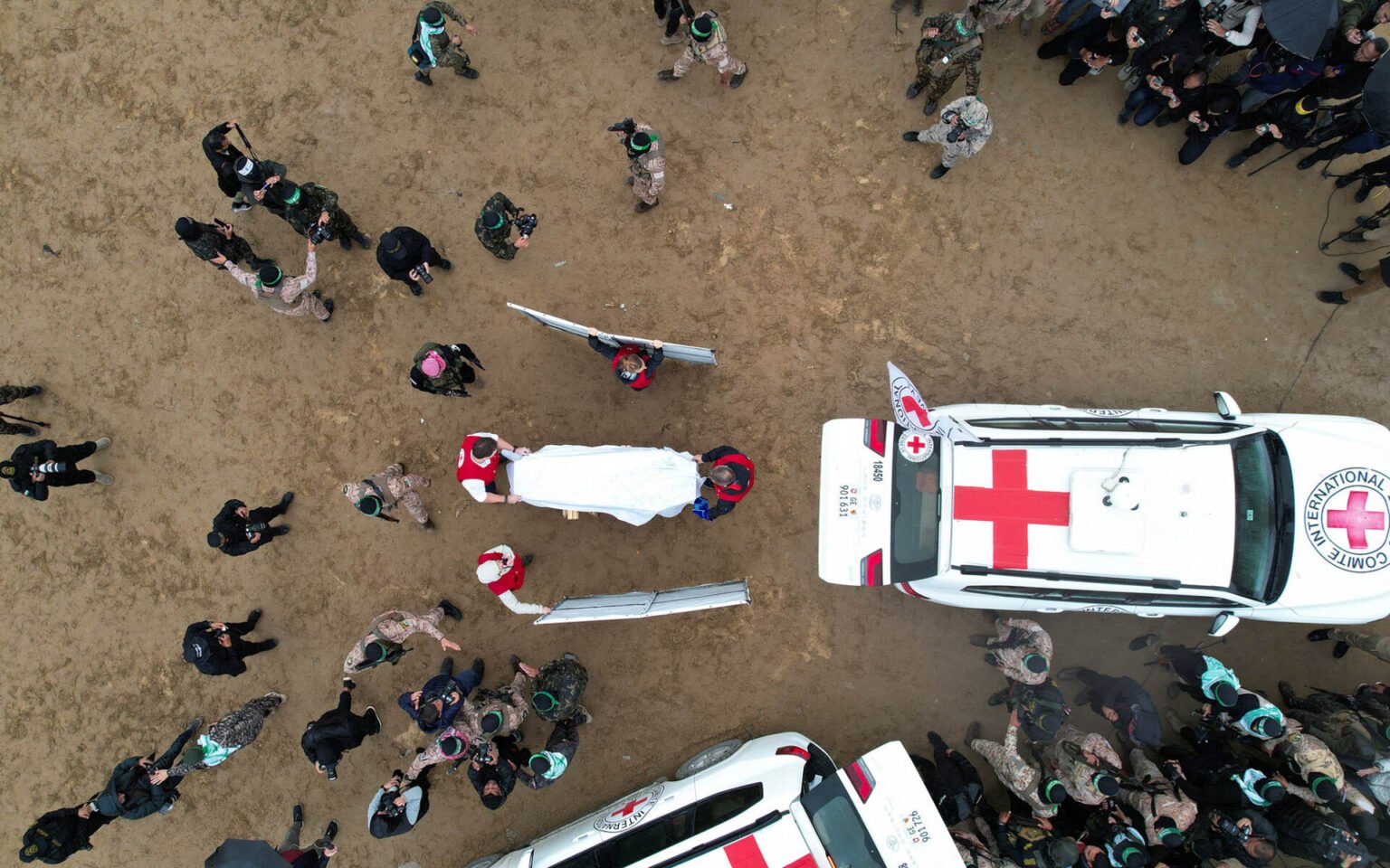 Hamas Releases Israeli Hostage Bodies to Red Cross representatives.