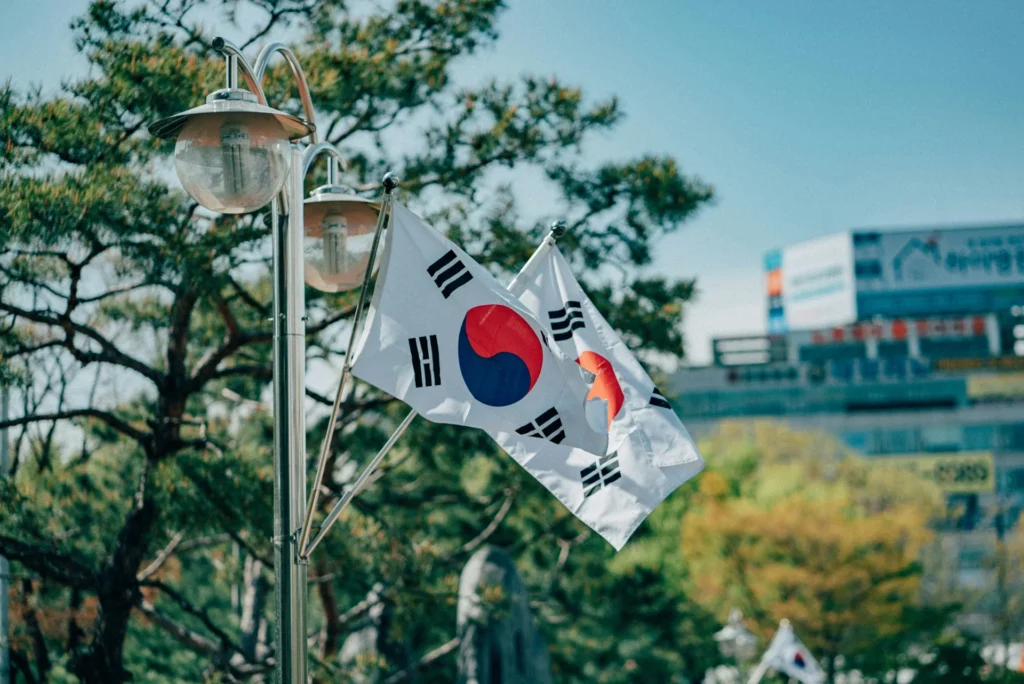 Two South Korean flags.