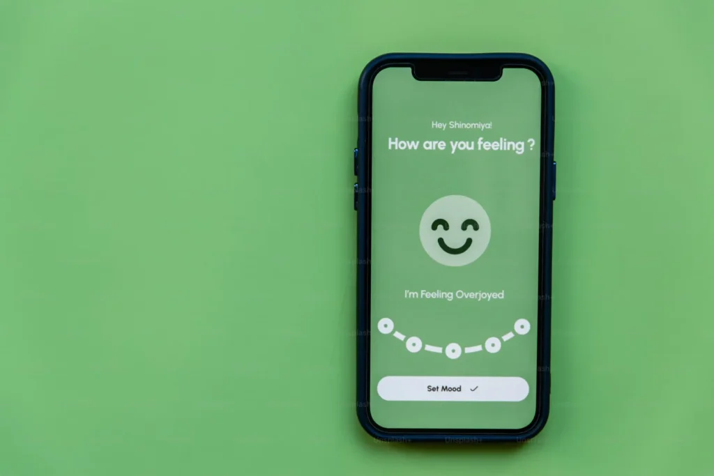 a phone displays a happinesss check
