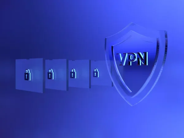 a blue background with a shield