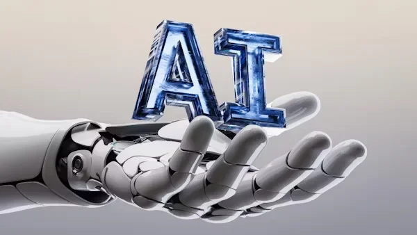 a robot holding letters AI