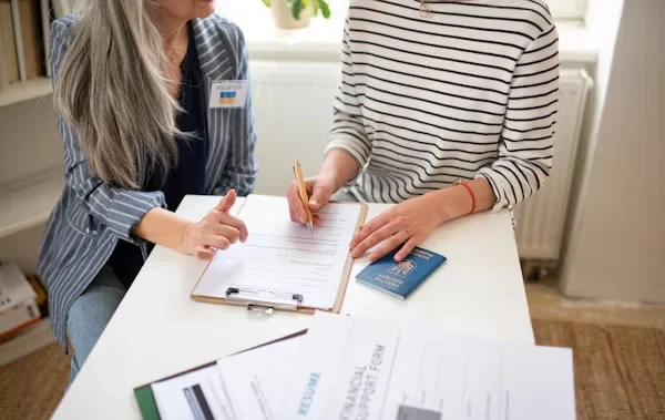 a woman filling form
