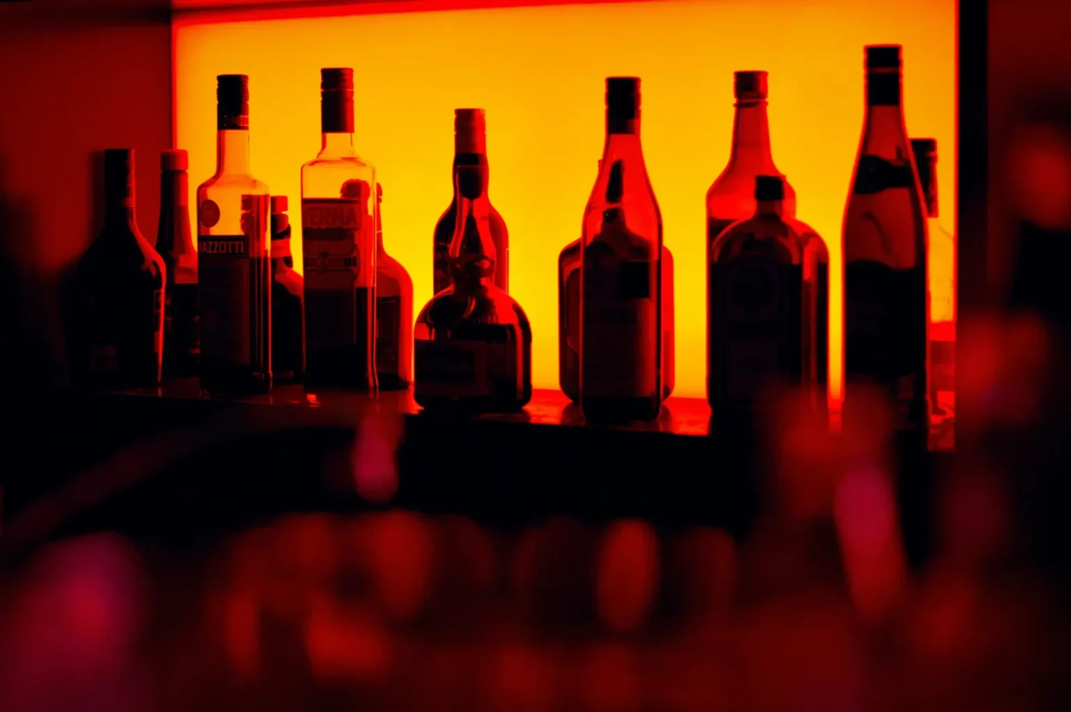 Alcohol bottles.