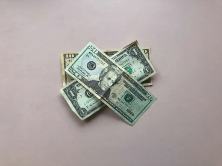 Money laying on the table.