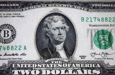 Two US dollar bill.