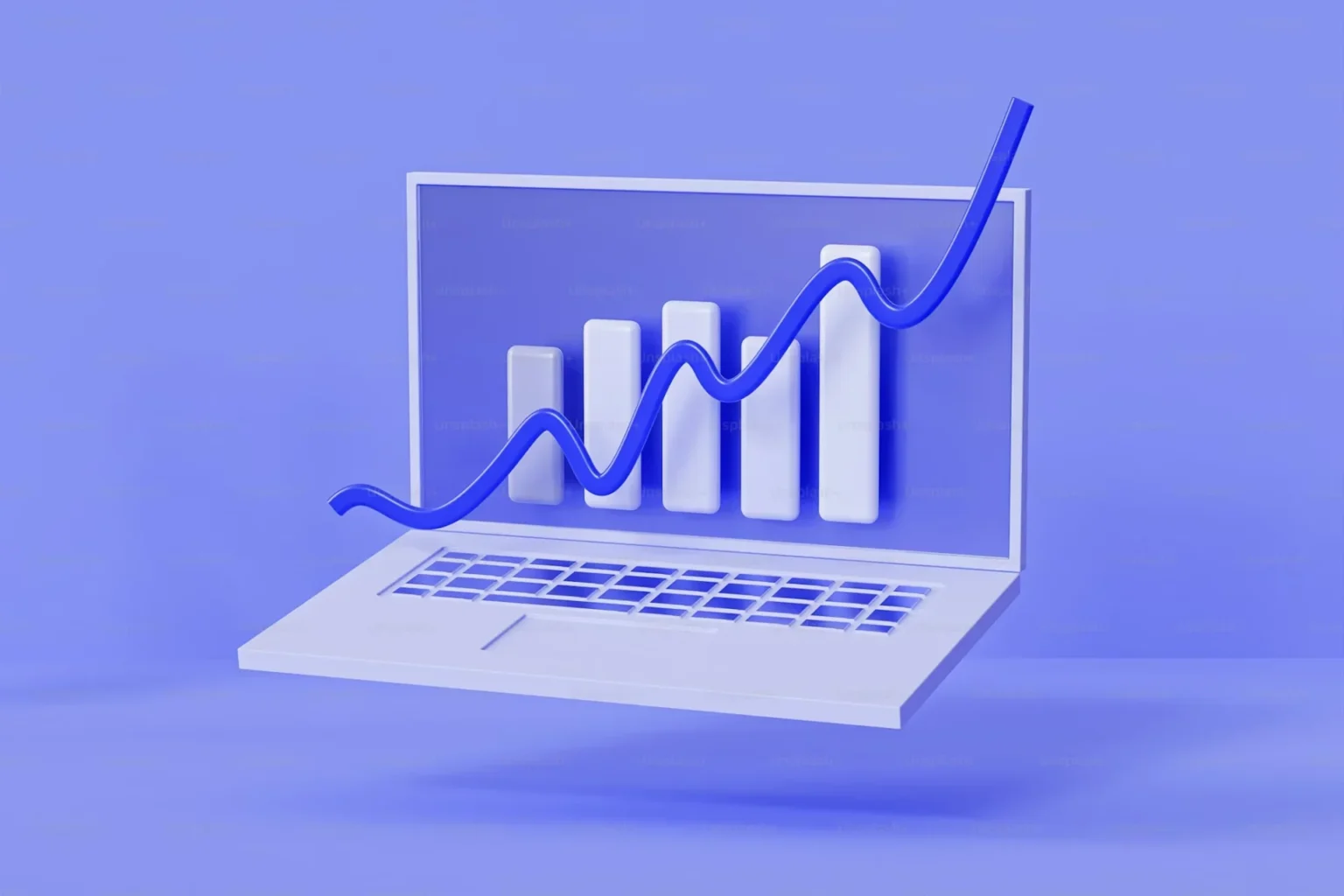 a laptop with a graph on screen