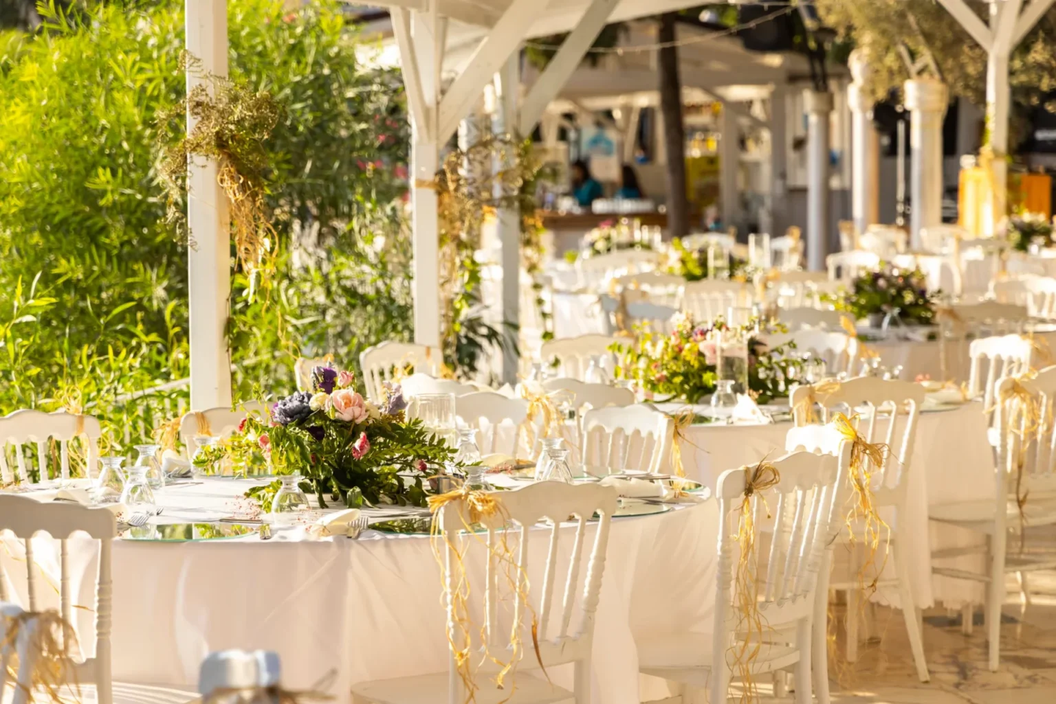 a table set up for wedding reception