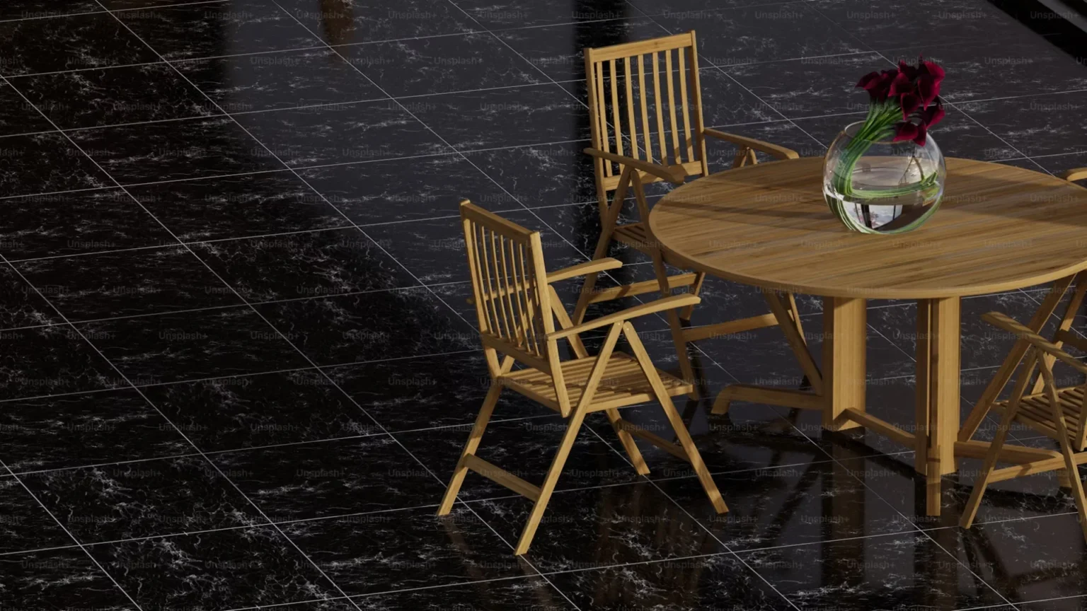 a wooden chair and table