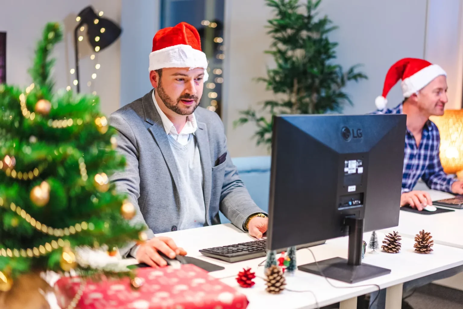 man in santa hat