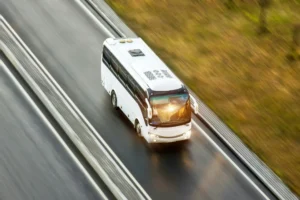 A bus on the road.