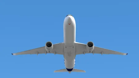 An airplane in the sky