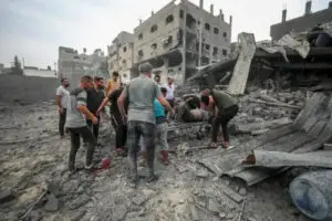 Aftermath of an airstrike in Gaza