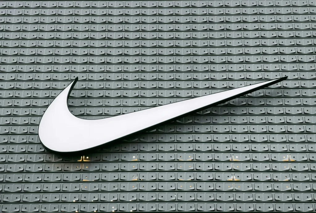 Nike logo on a wall.