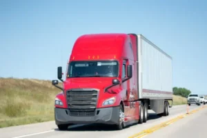 a red truck on road