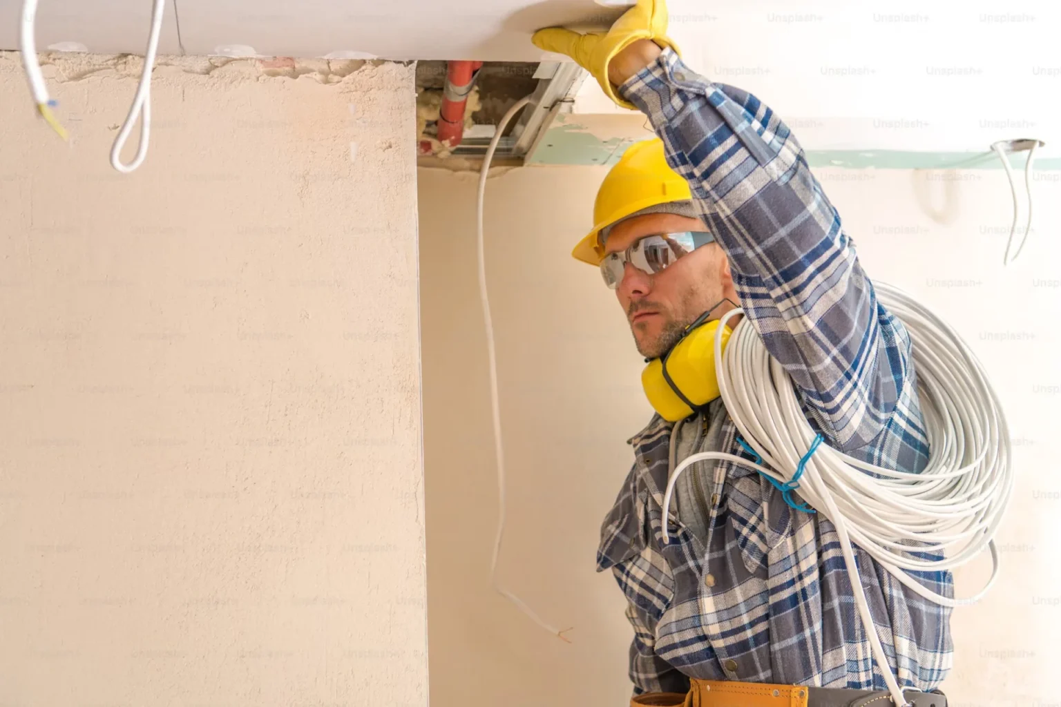 electrician with cable