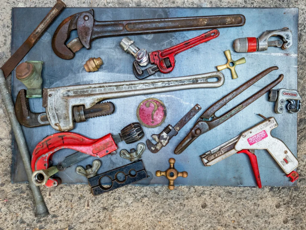 Different tools on table