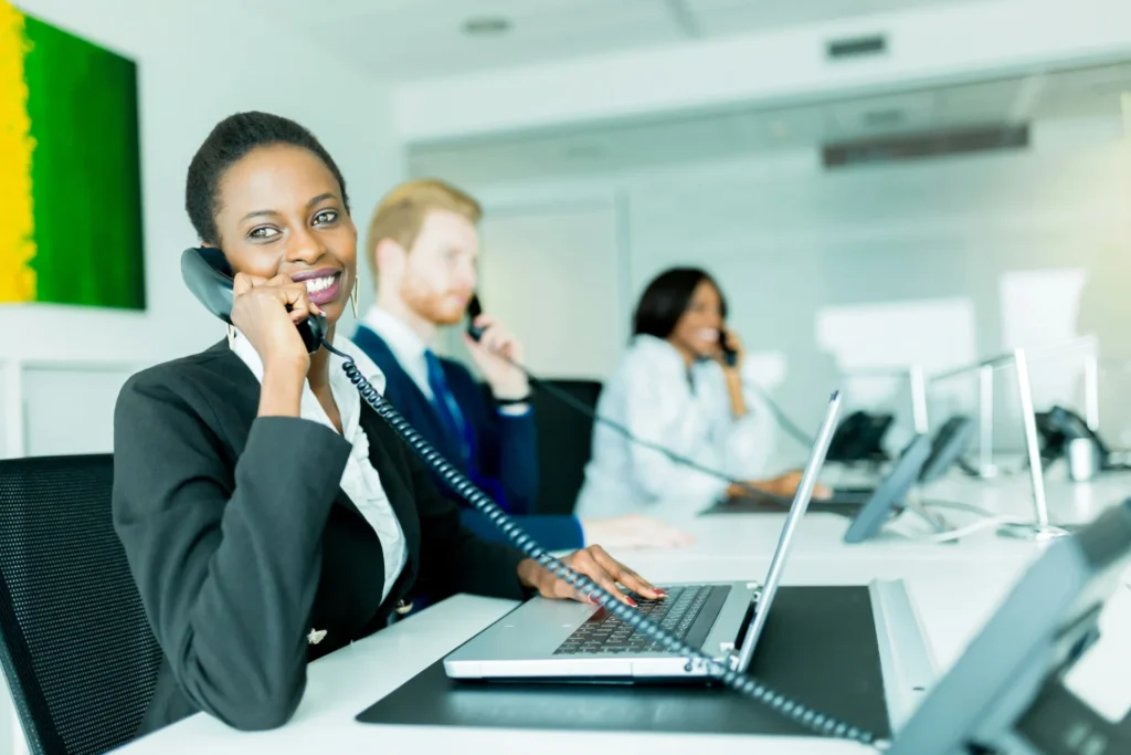 A woman talking on phone
