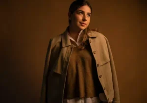 woan wearing skin jacket