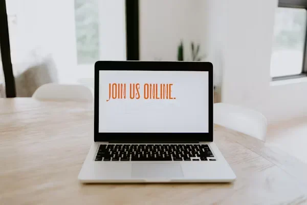 How Can Businesses Stay Ahead in Lead Gen Without Burning Out? laptop screen showing join us online