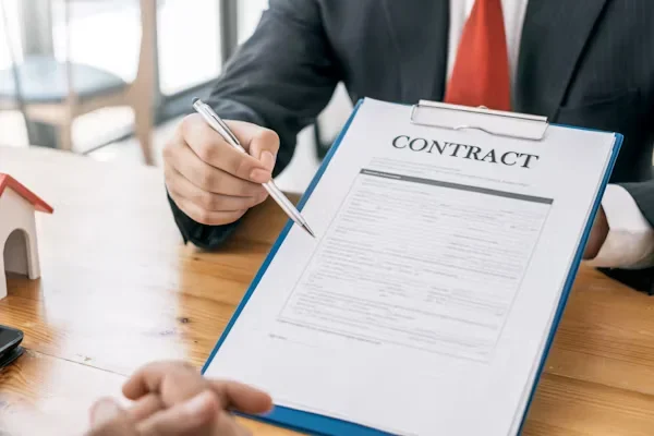 Man holding contract documents