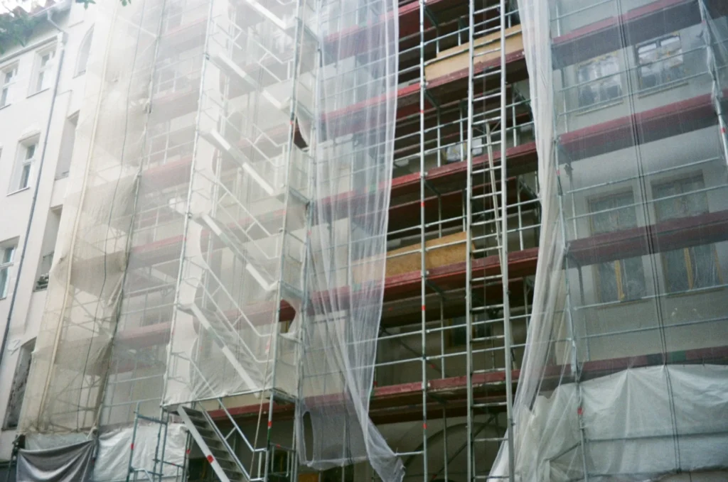 Uses for Sustainable Plastic A building cover is long plastic sheets