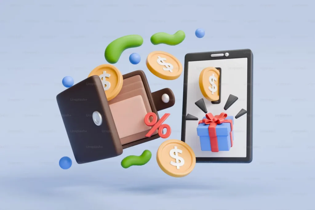 Top Tips for Saving Money While Shopping Online cell phone with a gift and money